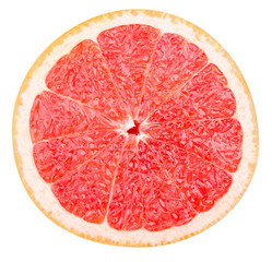 Isolated grapefruit fruit. Slice of fresh grapefruit isolated on white background with clipping path