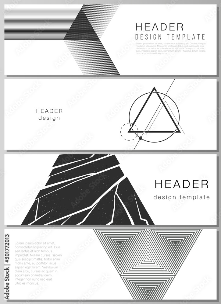 Poster the minimalistic vector illustration of the editable layout of headers, banner design templates. abs