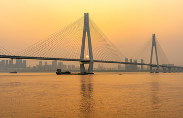 Fototapeta na wymiar Wuhan Erqi yangtze river bridge at hubei province, China.