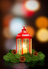 Christmas And New Year Design With Christmas Lantern
