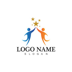 Fototapeta premium human people success people care logo and symbol template