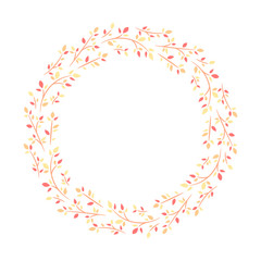 Autumn holiday Wreath frame decorative brush flowers and leafs