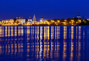 Cityscape of Irkutsk with Angara river and orthodox churches