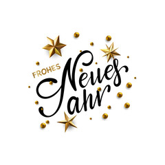 Fototapeta na wymiar Frohes Neues Jahr - Happy New Year in German greeting card with typographic design Lettering
