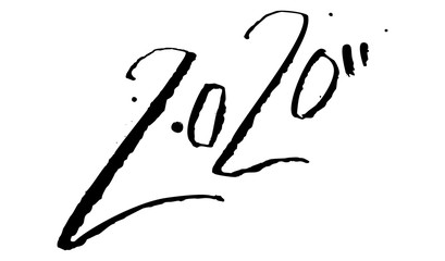 2020 Calligraphic Signs. Hand Lettering Happy New Year Vector Design. Grunge Text for Greeting Card.