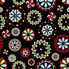 seamless pattern with flowers retro style