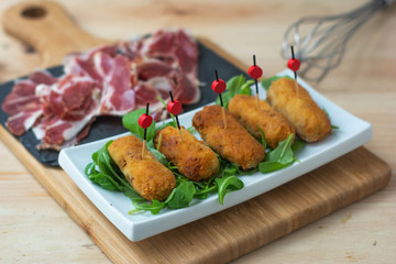  Iberian ham croquettes. Spanish typical dish