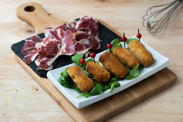  Iberian ham croquettes. Spanish typical dish