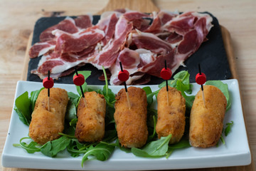  Iberian ham croquettes. Spanish typical dish