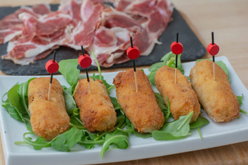  Iberian ham croquettes. Spanish typical dish