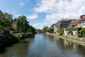 Fototapeta na wymiar panorama view of the historic old town and canals of the city of Strasbourg