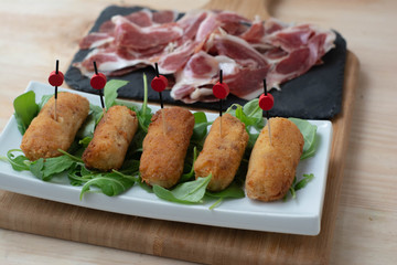  Iberian ham croquettes. Spanish typical dish