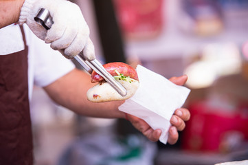 Taiwanese sausage with sticky rice closeup