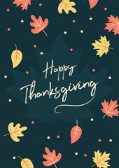 Happy Thanksgiving A4 Flyer Banner poster template vector illustration Autumn holiday greeting card