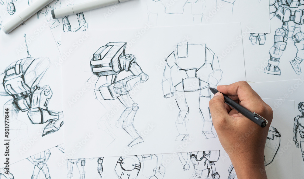 Wall mural animator designer development designing drawing sketching development creating graphic pose characte