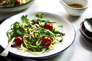 Zucchini noodle with Cherry tomato and Pumpkin seed salad