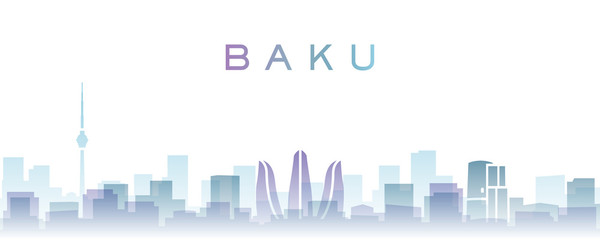 Fototapeta premium Baku Transparent Layers Gradient Landmarks Skyline