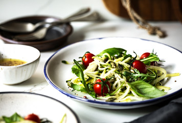 Zucchini noodle with Cherry tomato and Pumpkin seed salad