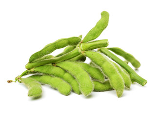 Fresh harvested soybean (edamame) plant isolated on white background