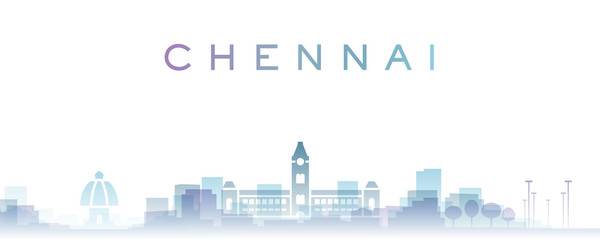 Fototapeta premium Chennai Transparent Layers Gradient Landmarks Skyline