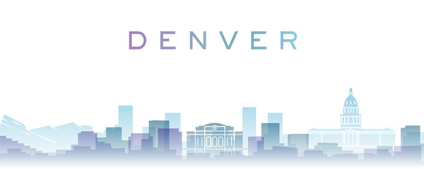 Denver Transparent Layers Gradient Landmarks Skyline - obrazy, fototapety, plakaty