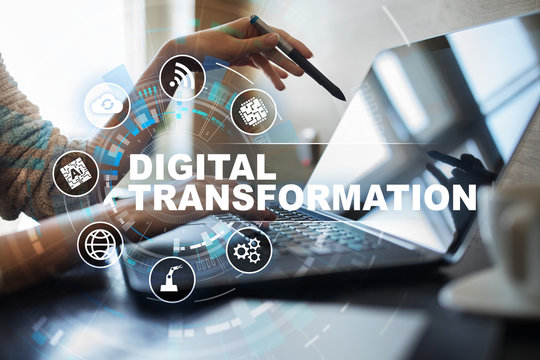 Digital transformation, Concept of digitization of business processes and modern technology.