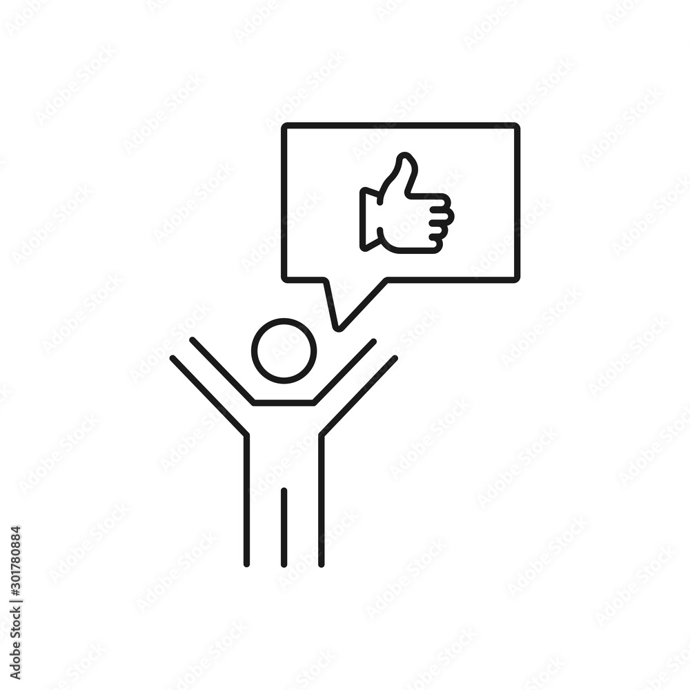 Wall mural man review - minimal line web icon. simple vector illustration. concept for infographic, website or 