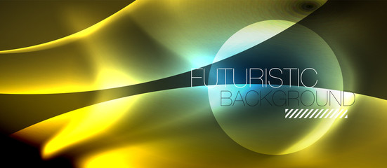 Neon glowing lines, magic energy space light concept, abstract background wallpaper design