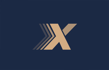 alphabet X blue letter brown logo icon for company and business design