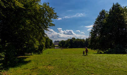 Fototapeta premium Park next to the baroque castle in Pszczyna, Poland