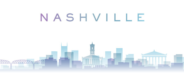 Obraz premium Nashville Transparent Layers Gradient Landmarks Skyline