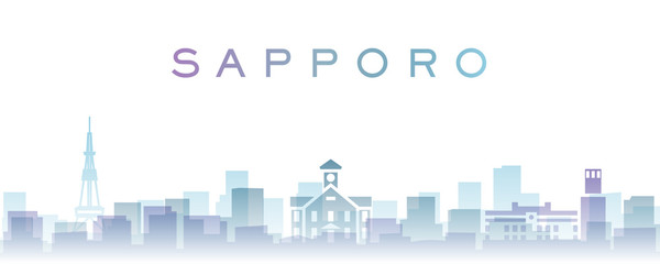 Sapporo Transparent Layers Gradient Landmarks Skyline - obrazy, fototapety, plakaty