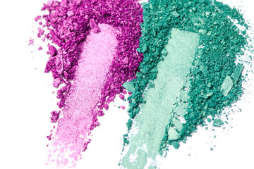 pink and green Eye shadow set isolated on white