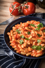Cavatelli pasta with fresh tomato sauce.