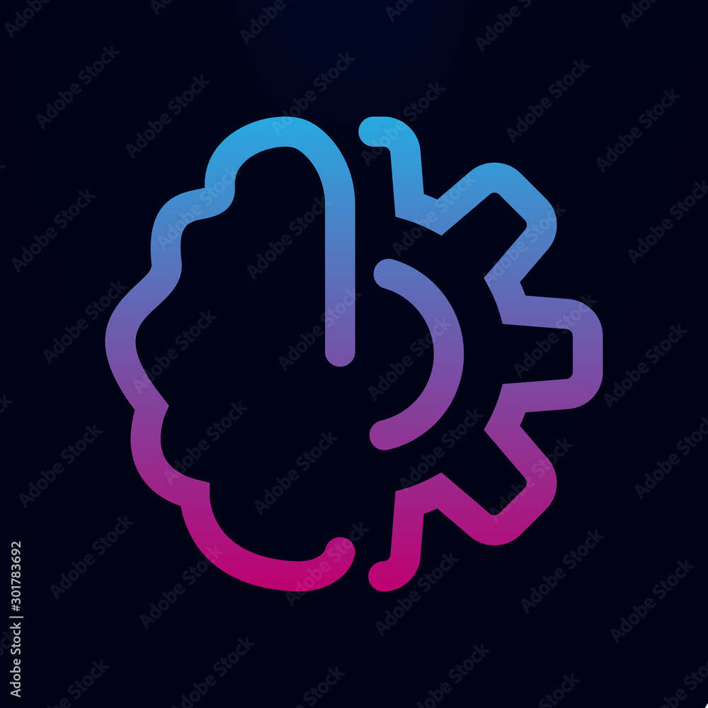 Poster brain gear nolan icon. simple thin line, outline vector of mix icons for ui and ux, website or mobil