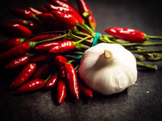 Red Peppers And White Garlic