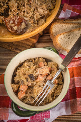 Bigos - stewed cabbage with meat,dried mushrooms and smoked sausage.