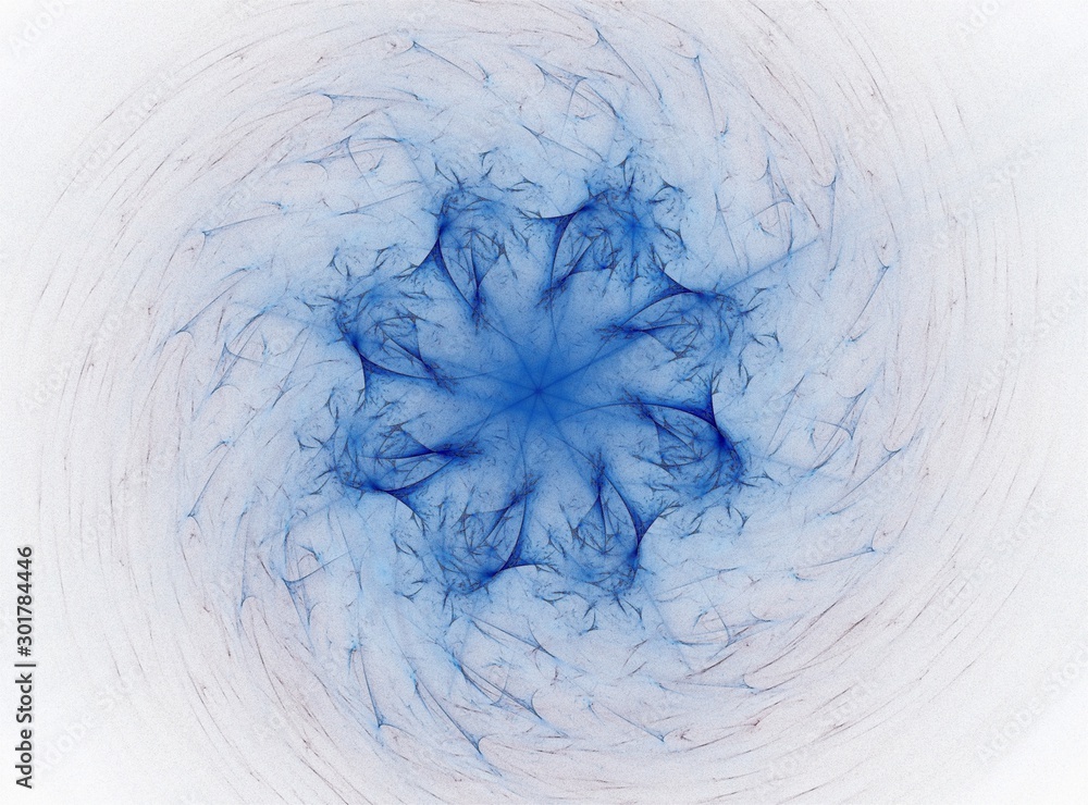 Poster particles of abstract fractal forms on the subject of nuclear physics science and graphic design. ge