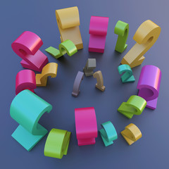 Abstract number background; ones and twos; twos angry at ones 3d rendering, 3d illustration