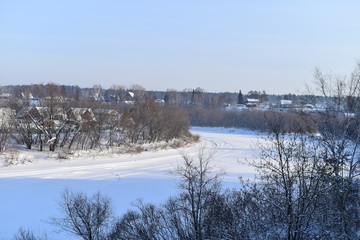 winter landscape with river and trees