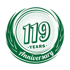 One hundred and nineteen years anniversary celebration logotype. 119th anniversary logo. Vector and illustration.