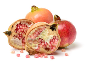 Juicy pomegranate on white background