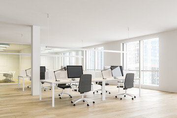 Open space office with meeting room