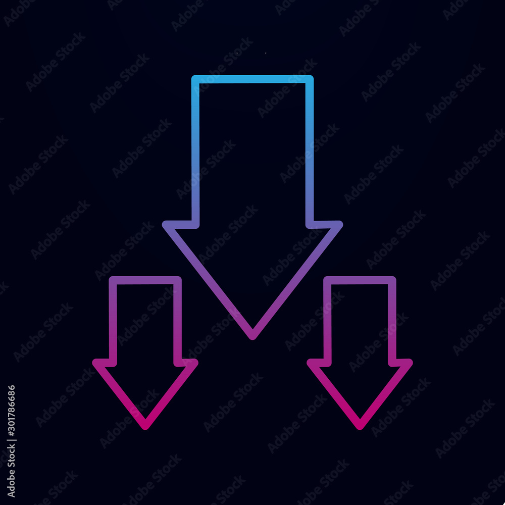Poster arrow to down nolan icon. simple thin line, outline vector of online and web icons for ui and ux, we