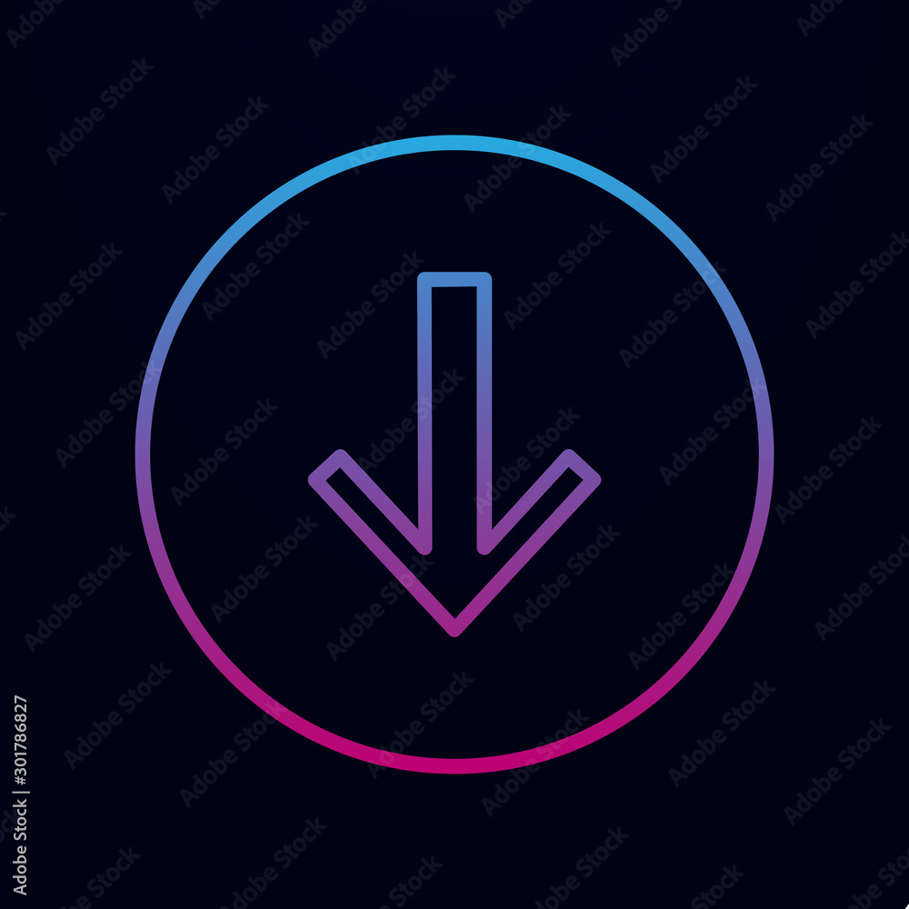 Poster arrow to down nolan icon. simple thin line, outline vector of online and web icons for ui and ux, we