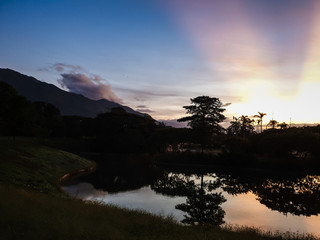 View of a sunrise at Parque del Este. Venezuela