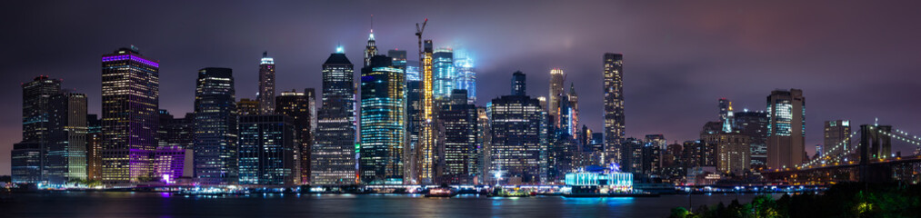 New York city skyline panorama by night