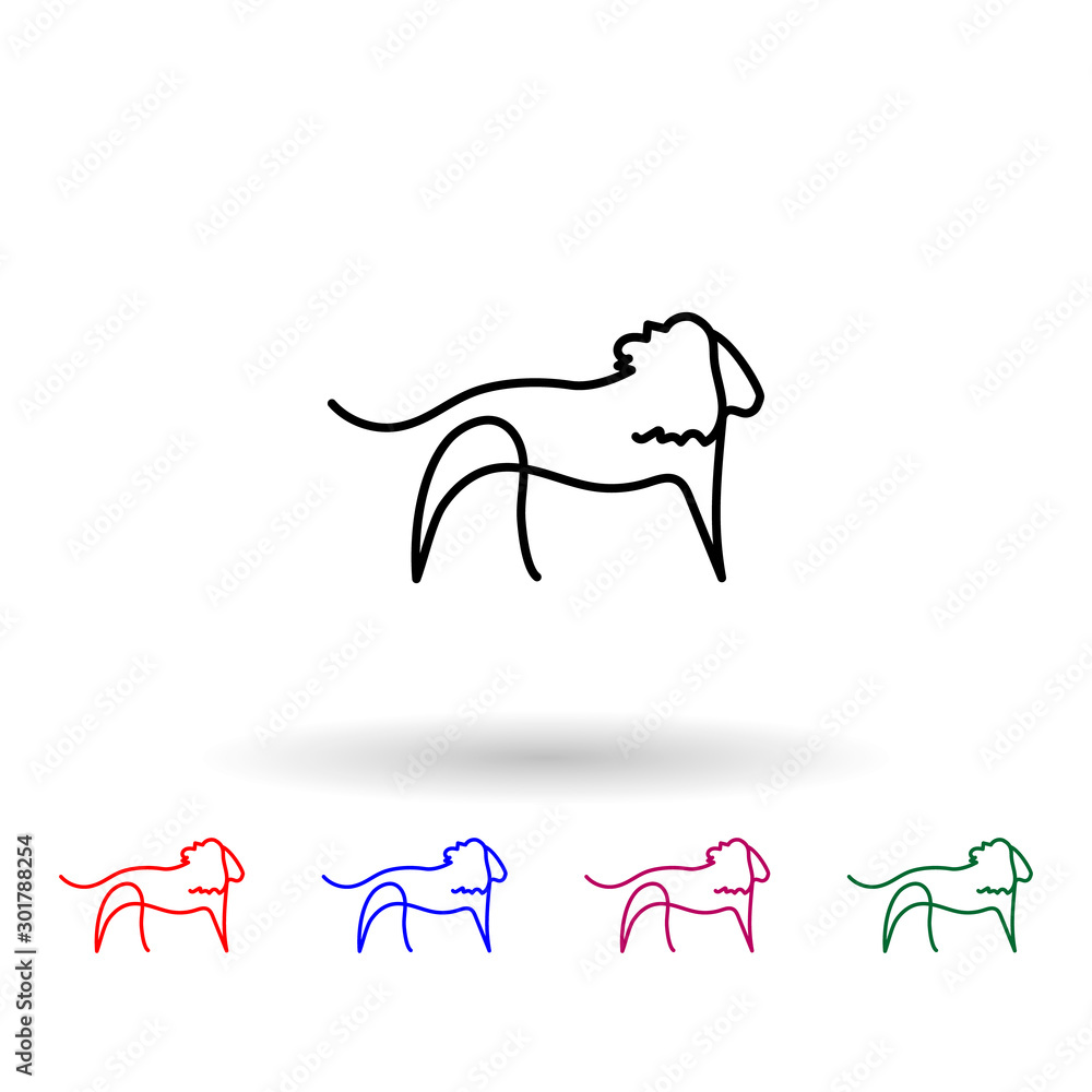 Poster leon one line animal multi color icon. simple thin line, outline vector of animals one line icons fo