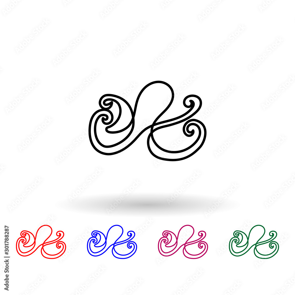 Poster octopus one line multi color icon. simple thin line, outline vector of animals one line icons for ui