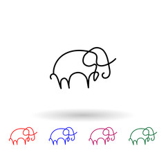 Elephant one line multi color icon. Simple thin line, outline vector of animals one line icons for ui and ux, website or mobile application